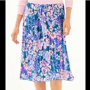 Lilly Pulitzer Giavana Skirt in Tanzanian Teal Moonlight Garden, size XL